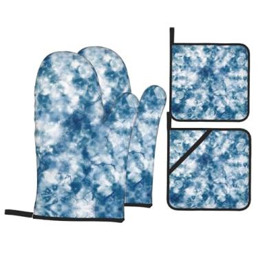 Imagem de Conjunto de luvas de cozinha com suporte de tampa, luvas de forno resistentes ao calor para manusear panelas quentes, grelhar, churrascos, kit de 4 peças.