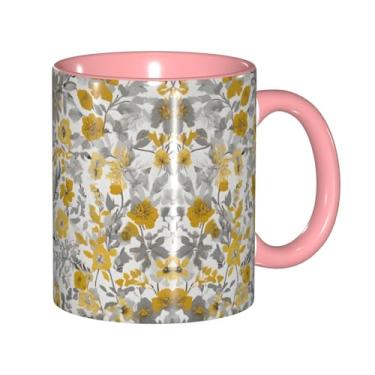 Imagem de Zeraoke Caneca de café criativa com estampa de flores amarelas, personalizadas, presente para família, tamanho de 325 ml, unissex