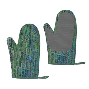 Imagem de Luvas de forno de silicone resistentes ao calor com impressão Abalone Nacre - aderências antiderrapantes, uso para grelhar e cozinha (pacote com 2)