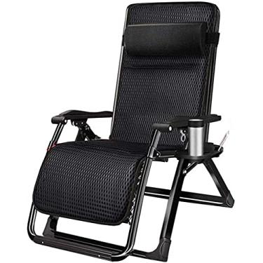 Imagem de YYBOES Cadeira de gravidade zero, resistente, com gravidade zero, espreguiçadeira, cadeira de escritório dobrável de metal, para uso ao ar livre, portátil, relaxante, espreguiçadeira preta