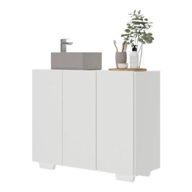 Imagem de Gabinete Banheiro 3 Portas 90Cm Multimóveis V5031 Branco - MULTIMOVEIS