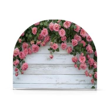 Imagem de Wassud Lindo porta-guardanapos de acrílico rosa florescendo, dispensador de guardanapo de papel moderno em forma de U para mesa, cozinha, sala de jantar, bancada 1 peça (comporta 50-60 guardanapos)