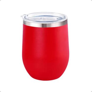 Imagem de Copo Cuia Térmico 350ml Inox com Tampa Redondo Parede Dupla Ideal para Café Cerveja Chá(Vermelho)