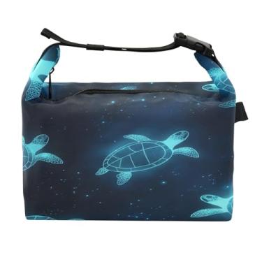 Imagem de STAYTOP Lancheira The Turtle Emitting Blue Light com fivela de alça, lancheira isolada para meninos e meninas, lancheira térmica para trabalho escolar