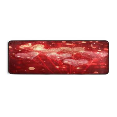 Imagem de Burbuja Tapete de corrida Valentine Fireworks 61 x 183 cm, tapete lavável antiderrapante com suporte de borracha, tapete para sala de estar, corredor, decoração de casa