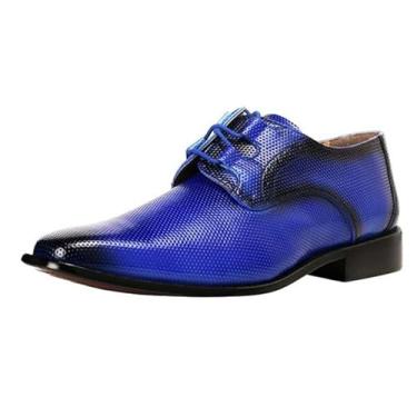 Imagem de Sapato social Liberty Derby masculino formal sem couro clássico com design de pisada e cadarço, Royal Blue, 8.5