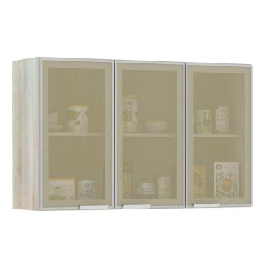 Imagem de Armário Para Cozinha 120cm 3 Portas Vidro Reflecta Bronze