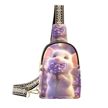 Imagem de CEBUGI Bolsa tiracolo de couro branca pequena para mulheres, pochete transversal de couro, para caminhadas, viagens ao ar livre