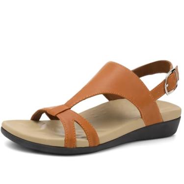 Imagem de UTENAG Sandália feminina com suporte de arco ortopédico, Marrom, 38