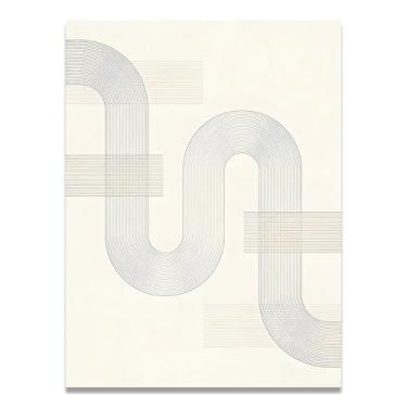 Imagem de LKXGRRSFG Limites suaves Arte em tela minimalista: Serenidade tons neutros grande área em branco para decoração de espaço calmo 60 x 75 cm sem moldura