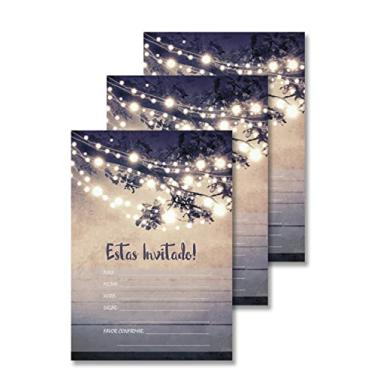 Imagem de JT Studios Convites de casamento hispânicos luzes externas espanholas Convites de festa Convites de festa 12 x 18 cm cartolina com envelopes (pacote com 25)