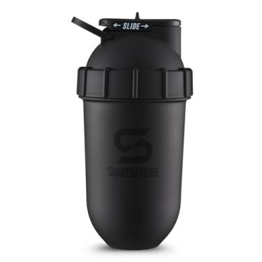 Imagem de ShakeSphere Coqueteleira de proteína, mistura em forma de cápsula de 680 g, fácil de limpar, sem necessidade de bola ou batedor de mistura sem BPA, mistura e batidas, smoothies, mais (preto fosco -