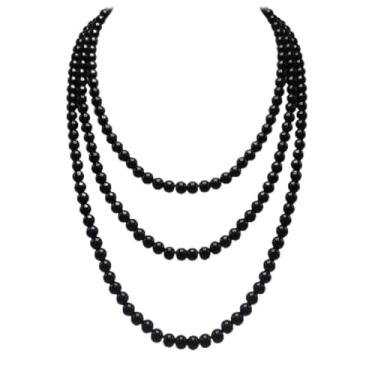 Imagem de Colar longo branco creme - bijuteria feminina com fio em camadas, one size, Vidro, Sem Pedra Preciosa