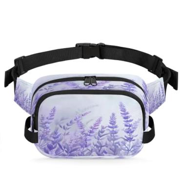 Imagem de Pochete de flor roxa lavanda para mulheres e homens com alça ajustável, bolsa transversal, bolsa de peito, bolsa tiracolo, Cor 1