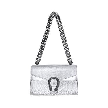 Imagem de covimy Bolsas femininas modernas, bolsa tiracolo de couro vegano, bolsa de mão pequena, B - prata