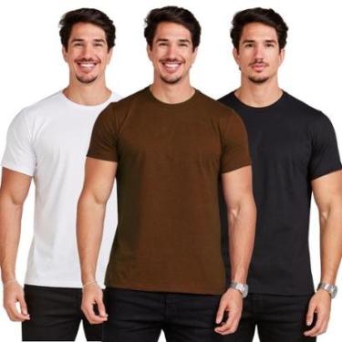 Imagem de Kit 3 Camiseta Masculina Básica Camisa Manga Curta-Masculino
