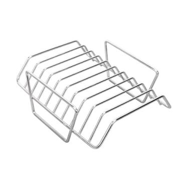 Imagem de Generic Suporte para costelas para grelhar carne, grelha para assar costelas, suporte para costelas para churrasqueira em aço inoxidável 304 para uso externo, Prata