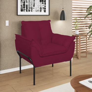 Imagem de Poltrona Sofá Luxo Base Metal Preto Recepção Escritório