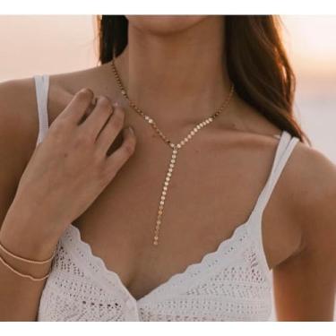 Imagem de Colar com pingente feminino, colar gargantilha elegante | colares de ouro/prata para mulheres, joias da moda | Presente de festa, banhado a ouro 14 quilates/banhado a prata, Standard, Latão, Sem Pedra