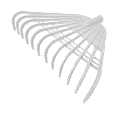 Imagem de Generic Cabeça de ancinho de jardim com 12 dentes, fácil de instalar, removedor de folhas, ancinho para paisagismo, para folhas caídas em pátios, fazendas e, Branco