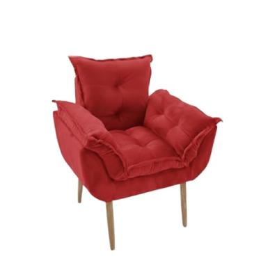 Imagem de Cadeira Confortável para Sala, Escritório ou Hall - Design Moderno, Estrutura Reforçada, Estofada(VERMELHO)
