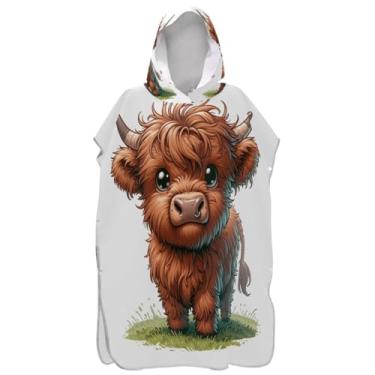 Imagem de Joisal Lindo poncho de surfe de vaca Highland para adultos trocador plus size ponchos adultos para mulheres toalha de natação com capuz