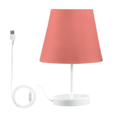 Imagem de Joisal Candeeiros de mesa rosa coral para escritório em casa com porta USB para sala de estar, dormitório, casa, escritório