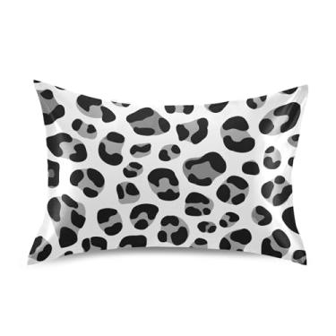 Imagem de Fronhas para cabelo estampa de leopardo preto cinza branco rei queen fronha padrão cetim refrescante para casa cama sofá arte fofa tamanho king size 101,6 cm x 50,8 cm