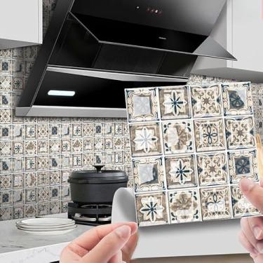 Imagem de 10 folhas 3D adesivos de azulejo brilhante descascar e colar papel de parede removível 10 x 10 cm à prova d'água azulejos de parede autoadesivos para cozinha, banheiro, lareira (03)