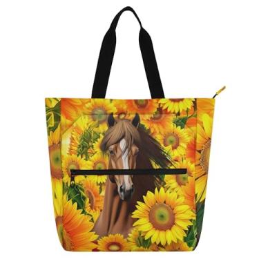 Imagem de GAIGEO Sacola feminina com girassóis vibrantes para trabalho, praia, escola, escola, bolsa para professores, com compartimentos