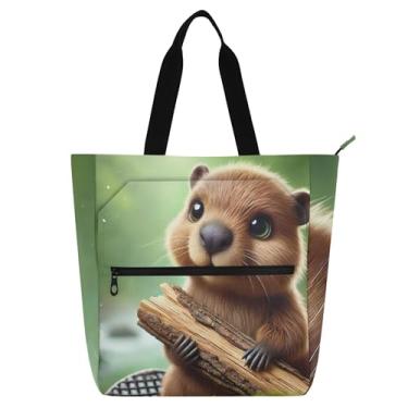 Imagem de GAIGEO Linda bolsa feminina para trabalho, lona, praia, livro, bolsa com zíper, utilitária, bolsa infantil com compartimentos