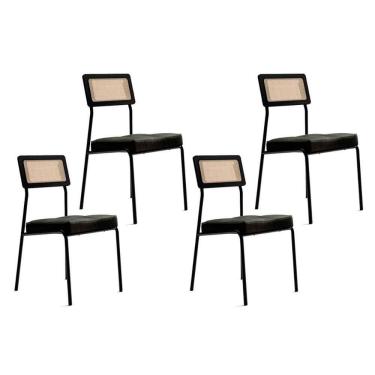 Imagem de Cadeira De Cozinha 1741 Kit 4 Uni Preto Grafite Preto