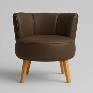 Imagem de Cadeira Estofada para Sala de Espera Tecido Corano Confortável Pés de Madeira Reforçado MOBLAN decor (Marrom)