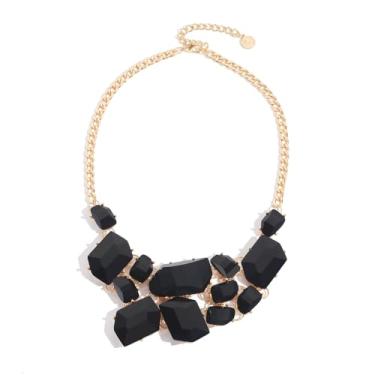 Imagem de Firstmeet Colar de diamante de resina geométrica com corrente de liga, joia elegante para mulheres, Resina, Sem Pedra Preciosa