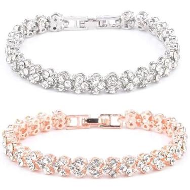 Imagem de Pulseira de cristal corrente de mão strass acessórios de joias para mulheres inteligentes e atraentes, One Size, Cristal, Sem Pedra Preciosa