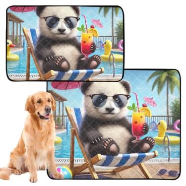 Imagem de TSENQUE Tapetes laváveis para cães de estimação, tapetes reutilizáveis para piscina tropical panda legal para animais de estimação, tapetes impermeáveis antiderrapantes à prova de vazamento para cães