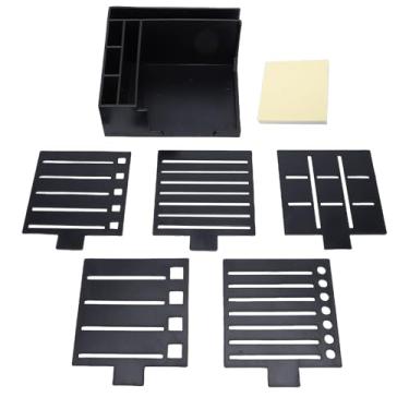 Imagem de POCREATION Conjunto de Estêncil de Nota Pegajosa, Suporte Multifuncional Com 5 Estênceis e 100 Blocos de Notas de Folha, para Sala de Aula, Escritório e Casa (BLACK)