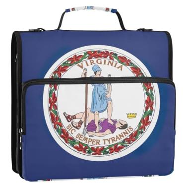 Imagem de Virginia Sate Flag 3 fichários anel D 1 1/2 polegada organizador de fichários escolares bolsa de fichário com alça de ombro pasta de armazenamento personalizado com alça