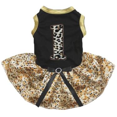 Imagem de Petitebella Vestido de cachorro Leopard 1st Puppy (preto/leopardo dourado, pequeno)
