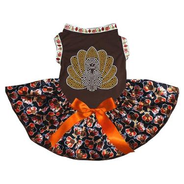 Imagem de Petitebella Vestido de cachorro de peru com strass (marrom/peru bebê, grande)