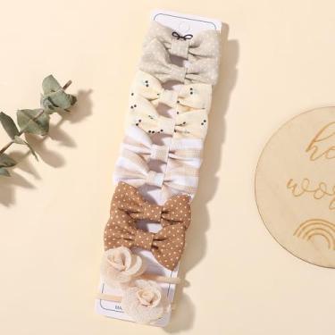 Imagem de 10 peças de laços de cabelo com laços, pequenos elásticos de 4 cm, suportes de rabo de cavalo, tecido macio, laço de flor, faixas de cabelo de borracha para mulheres jovens (10 peças)