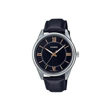 Imagem de Casio Relógio analógico masculino, Preto/branco, alça