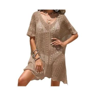 Imagem de Túnica Feminina De Tricô V-neck Com Detalhes Em Crochê Transparente, P