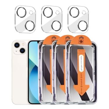 Imagem de Pacote com 3 protetores de tela de privacidade para iPhone 13 de 6,1 polegadas com 3 protetores de lente de câmera, película de vidro temperado antiespião, antiarranhões, sensível ao toque, compatível