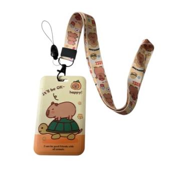 Imagem de Cordão Crachá Retrátil Capivara Fofo Porta Cartão Personalizado Kawaii Bilhete Único Identificação (capivara modelo 3)