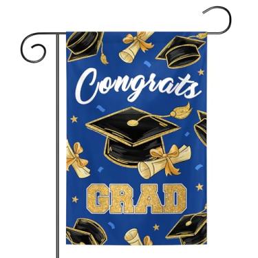 Imagem de Congrats Grad Garden Flag Diploma Cap You Did It, cerimônia de graduação ao ar livre quintal gramado varanda decoração bandeiras de jardim 30 x 45 cm dupla face