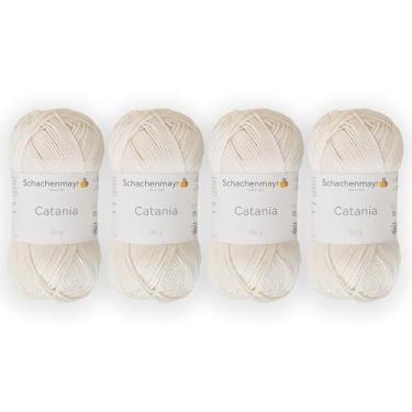 Imagem de 4 novelos/pacote Schachenmayr (SMC) Catania Originals Yarn, cada bola 50 g (125 m), 100% algodão mercerizado para fio de tricô e crochê, peso esportivo, 105 - natural