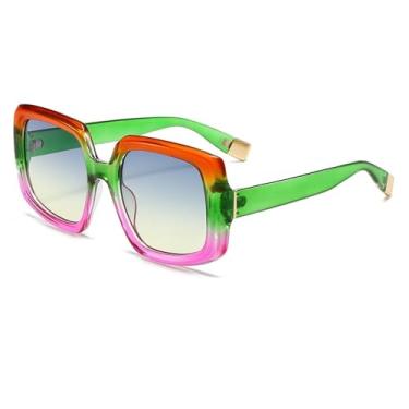 Imagem de Óculos de Sol UV400 - Armação Grande com Lentes Degradê Coloridas para Homens e Mulheres, Ideais para Esportes ao Ar Livre, Corrida e Ciclismo, na cor verde.
