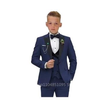 Imagem de Terno Slim Fit Infantil Verde Matcha De 3 Peças Com Lapela Pontuda, Ja
