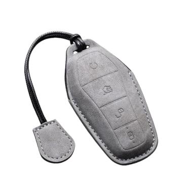 Imagem de Capa para chave de carro com suporte, compatível com BYD Second Song Tang Pro Qin Generation Han Ev Dm PLUS MAX Yuan Atto 3 Dolphin acessório(D-grey keyring)